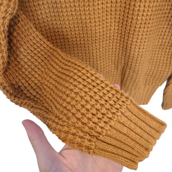 ModCloth Corn Maze Turtleneck Sweater Size M Chunky Waffle Pullover Relaxed Boho - Picture 5 of 9